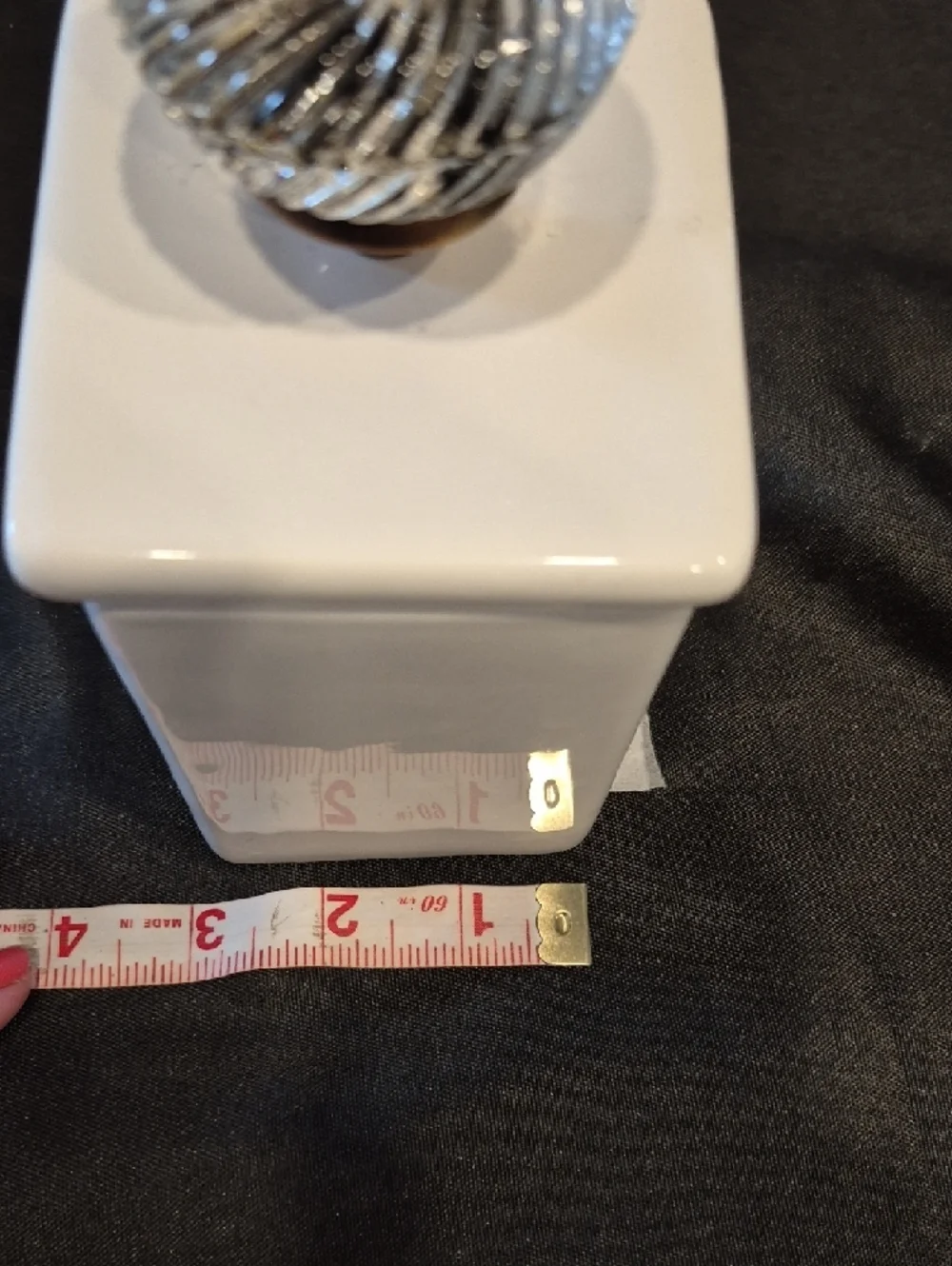 Mud Pie White Ceramic Tea Bag Caddy with Glass Knob 